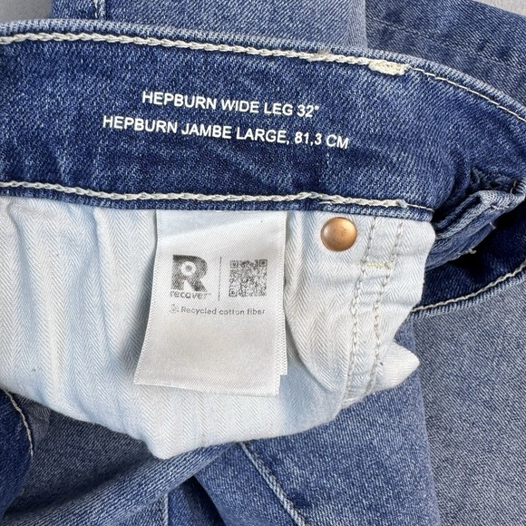 DL1961 Womens Wide Leg Raw Hem Jeans Blue Medium Wash High Rise Size 31 Culottes - Picture 9 of 10